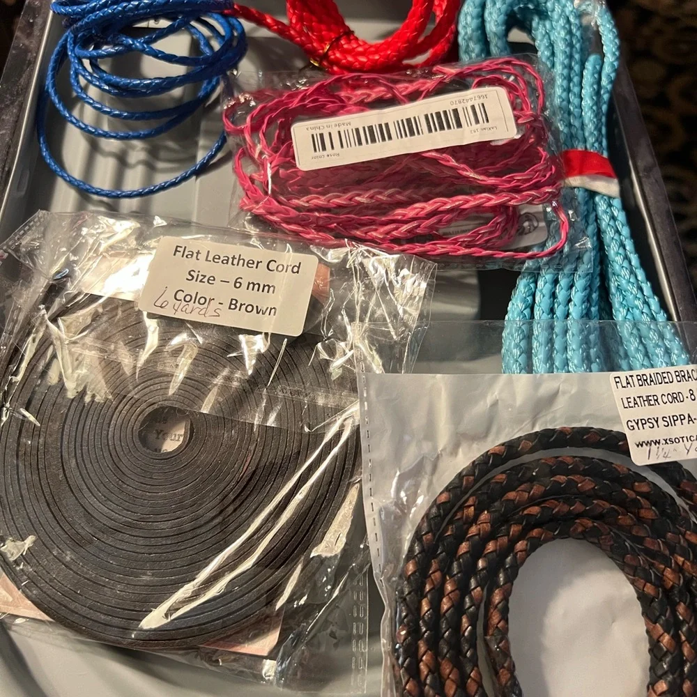 Flat Leather Cord & Braided Straps - Brown